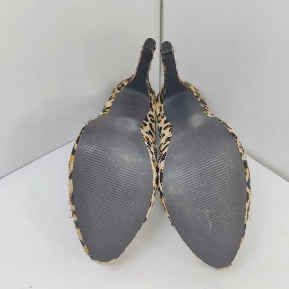 Kelsi Dagger 'Brette' Leopard Print Calf Hair Leather Platform Stiletto Sz 6